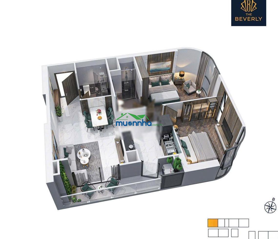 Rẻ nhất the beverly ăn góc 2pn 80m2 tòa be, tầng trung view sông. công chứng ngay 4,85 tỷ all in