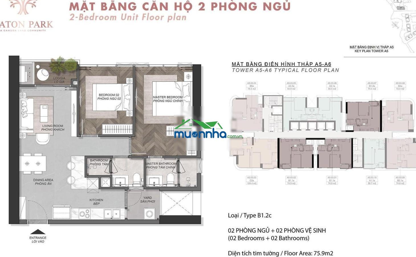 Bán căn góc tháp a3 2pn, 2wc tại eaton park, 11,25 tỷ, 74,79m2 - 2