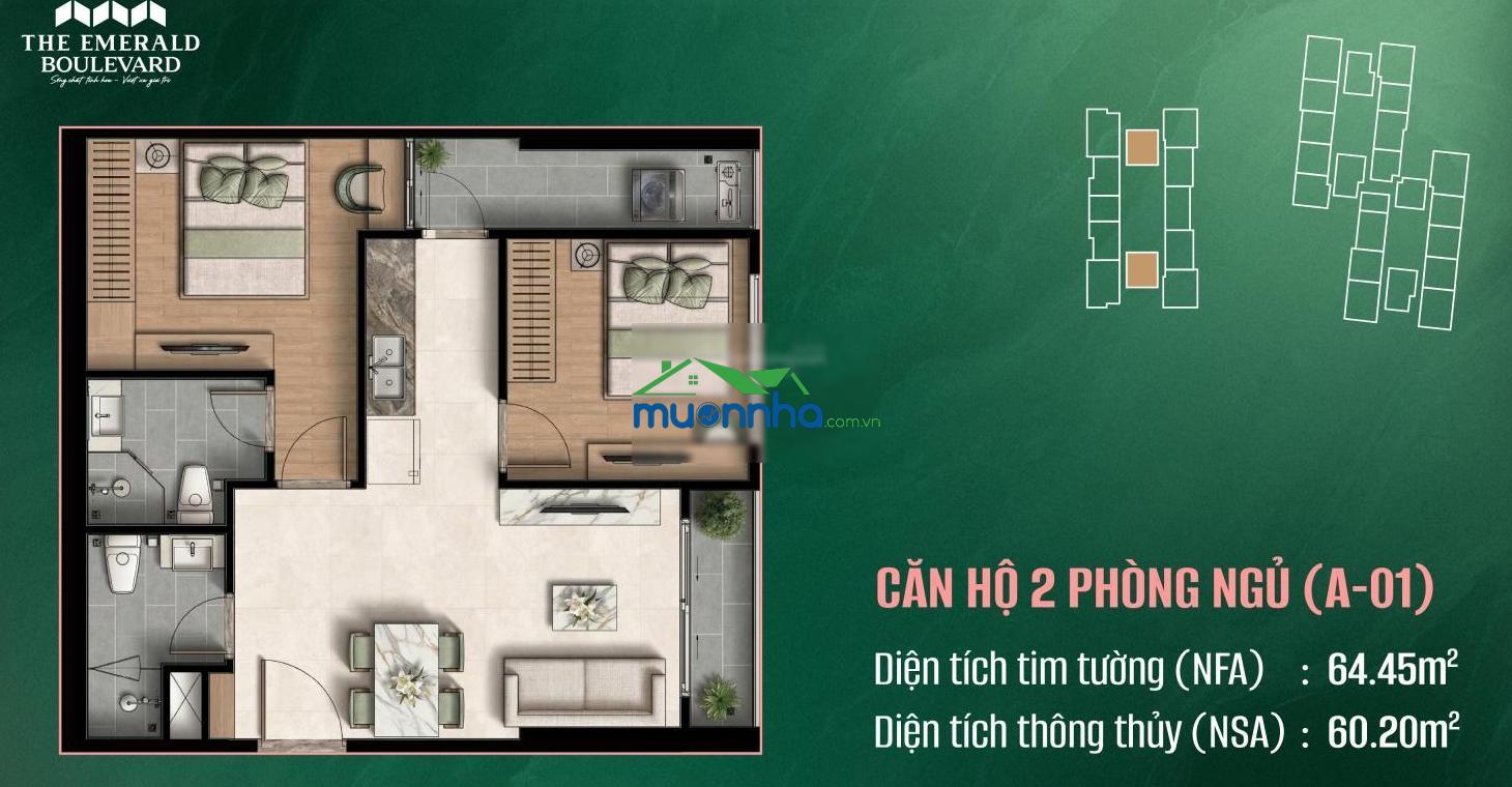 The emerald boulevard - căn hộ 2 mặt tiền - thanh toán 50% nhận bàn giao full nội thất - 2