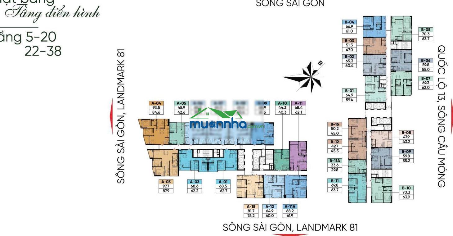 Căn hộ a&t saigon riverside mặt tiền sông sài gòn, 2pn2wc 60m2 giá 3.4 tỷ (100%)