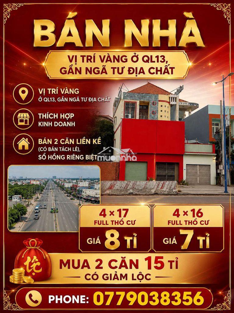 Bán nhà mặt tiền vị trí vàng ql13 (1 trệt 2 lầu)