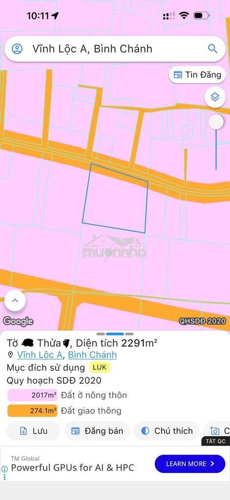 Quỹ đất hiếm kdc vĩnh lộc a – 2.290m² – ngang 50m – chỉ 10 triệu/m² 🌟