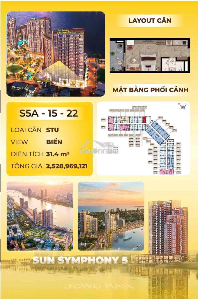 Bán căn hộ studio sông hàn đà nẵng giá rẻ chỉ 1,x tỷ cho thuê 20tr/th