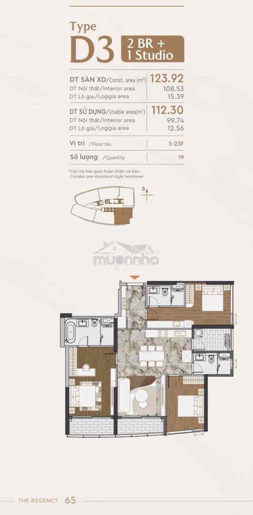 Bán căn hộ 3pn 3wc dự án the regency từ cđt phú mỹ hưng