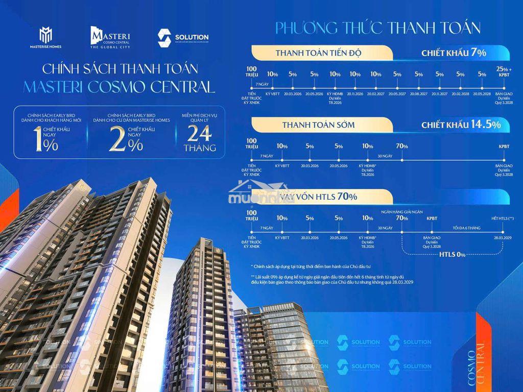 Sang lỗ 500tr căn 74m2 2pn 2wc masteri cosmo central suất nội bộ cđt - 3
