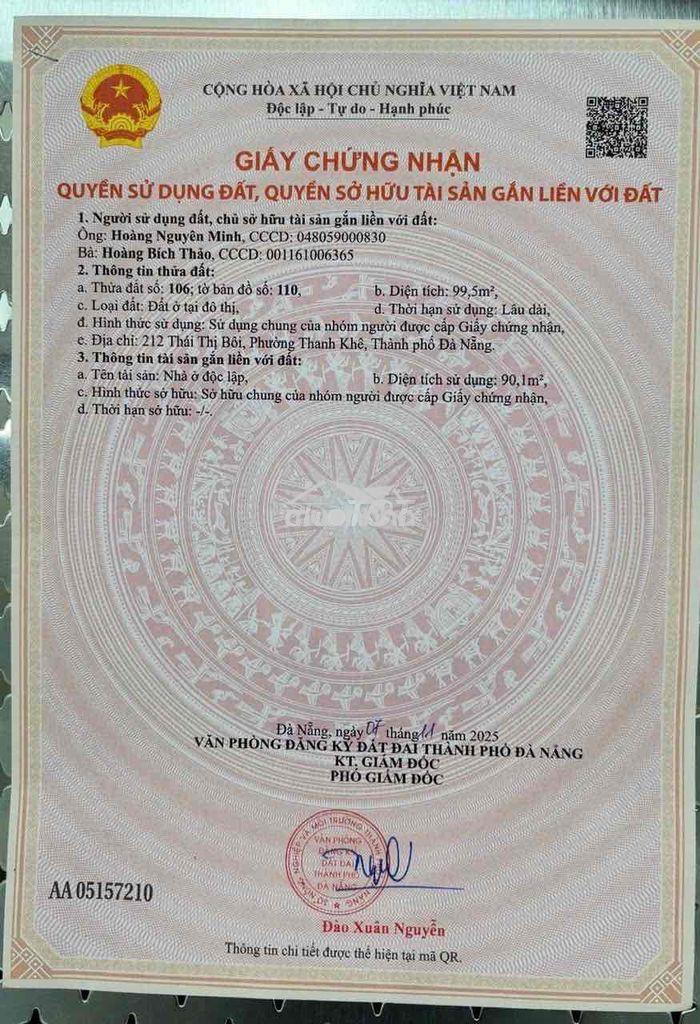 Chính chủ bán nhà mặt tiền đường thái thị bôi. đối diện chợ