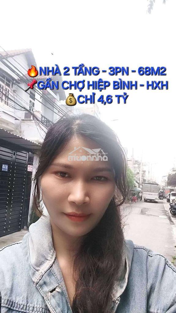 Chỉ 4,2 tỷ - bán nhà 2 tầng gần chợ hiệp bình - 68m2 - hẻm oto 5m