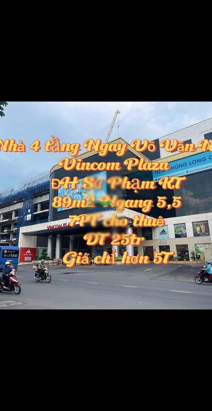 Chdv ngay võ văn ngân, vincom, đh kỹ thuật công nghệ ,bình thọ cũ, hxh 4 lầu 89m2 ngang 5,5 7pt, 5t - 2