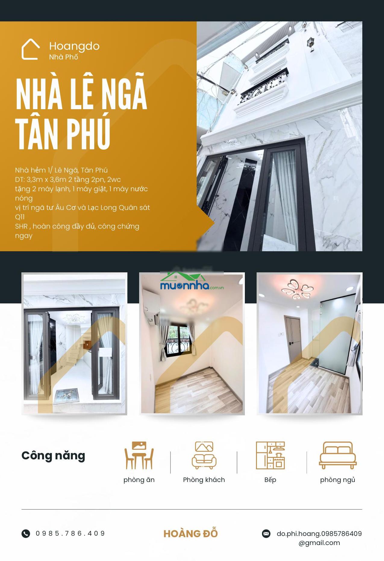 Bán nhà quận tân phú, ngay âu cơ sát q11 nhà 3 tầng hẻm xe hơi nhà mới dọn ở ngay