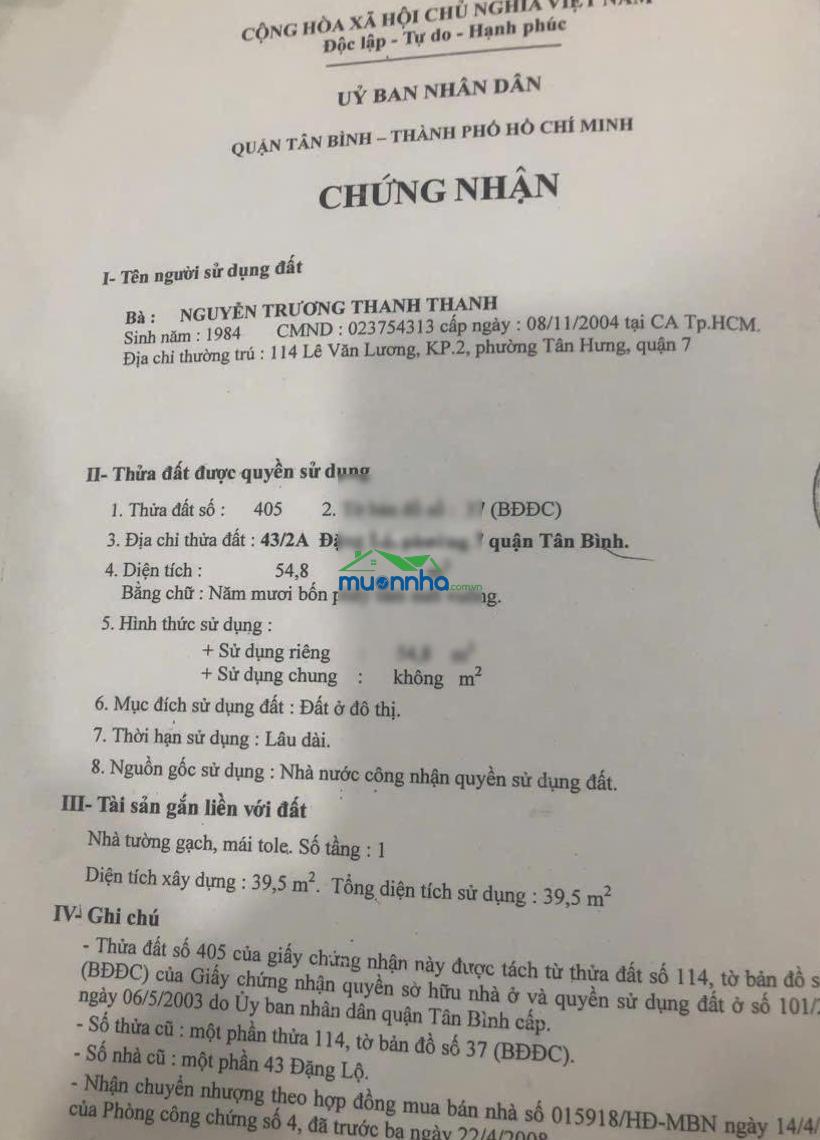 Chính chủ bán nhà 43/2a đặng lộ, 8.5x6, trệt 2 lầu, giá 6.9 tỉ. lh: 0911 039 *** - 2