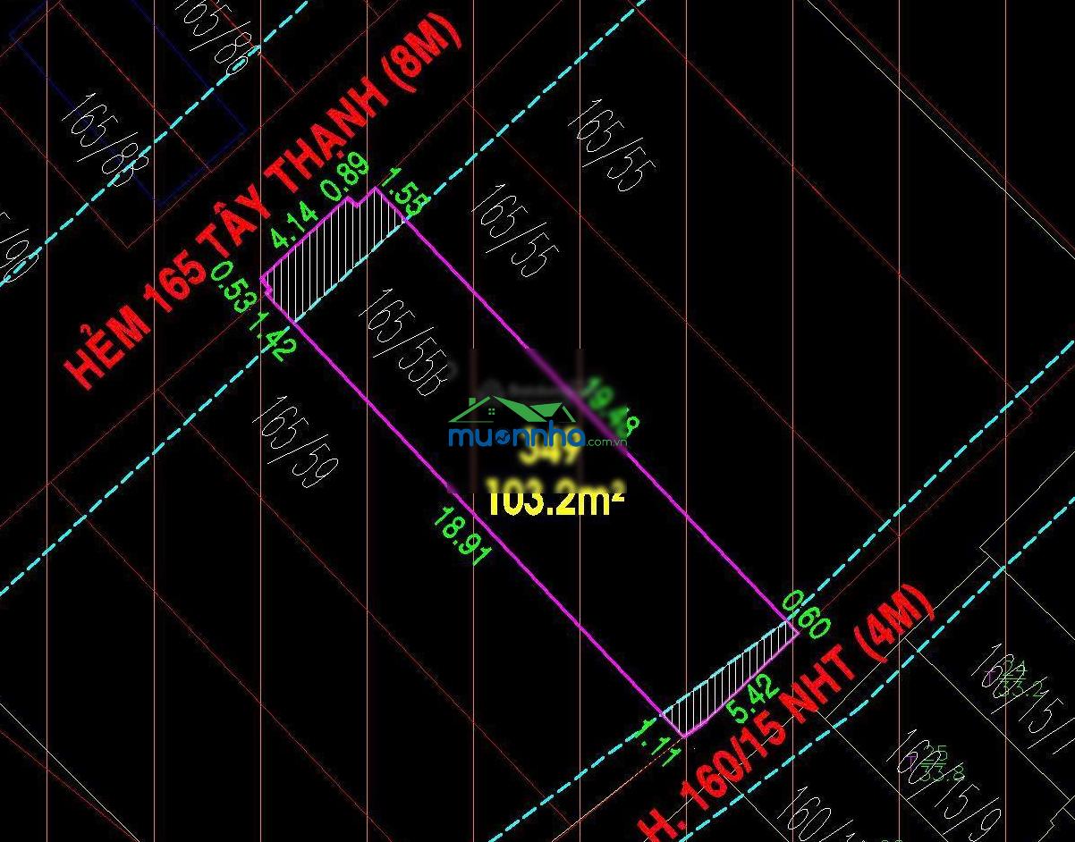 Bán nhà mt 165/55b tây thạnh, 5.4x22, 118m2, nhà cấp 4, 11 tỷ