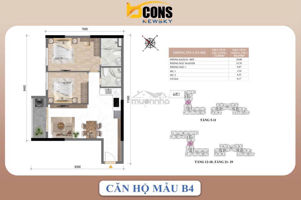 Căn 2 phòng ngủ hướng đông nam *** mặt tiền quốc lộ 13 - 2