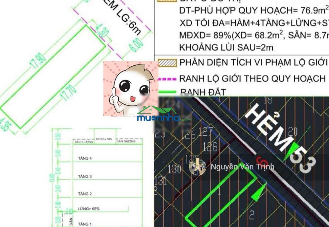 Hxh 6m thiên phước lý thường kiệt -4.3x17,9 78m xây 7 tấm chỉ 11.3 tỷ