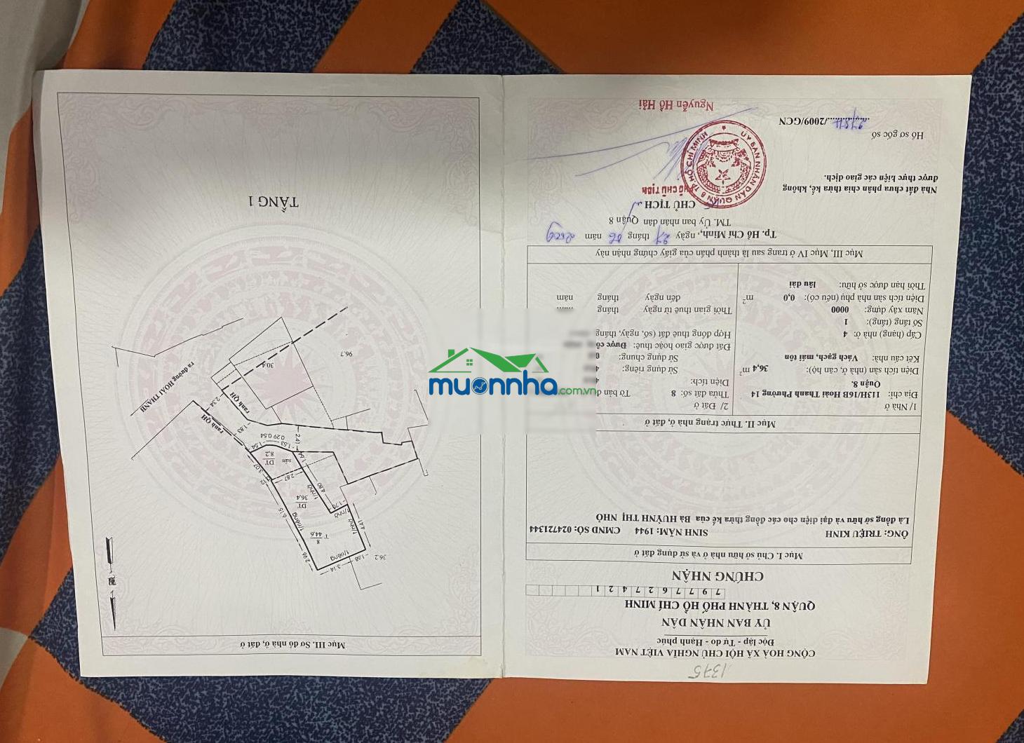 Bán nhà 113h/68 hoài thanh, p.14, q.8, tp.hcm, 3,3 tỷ, 44m2 - hot! - 4