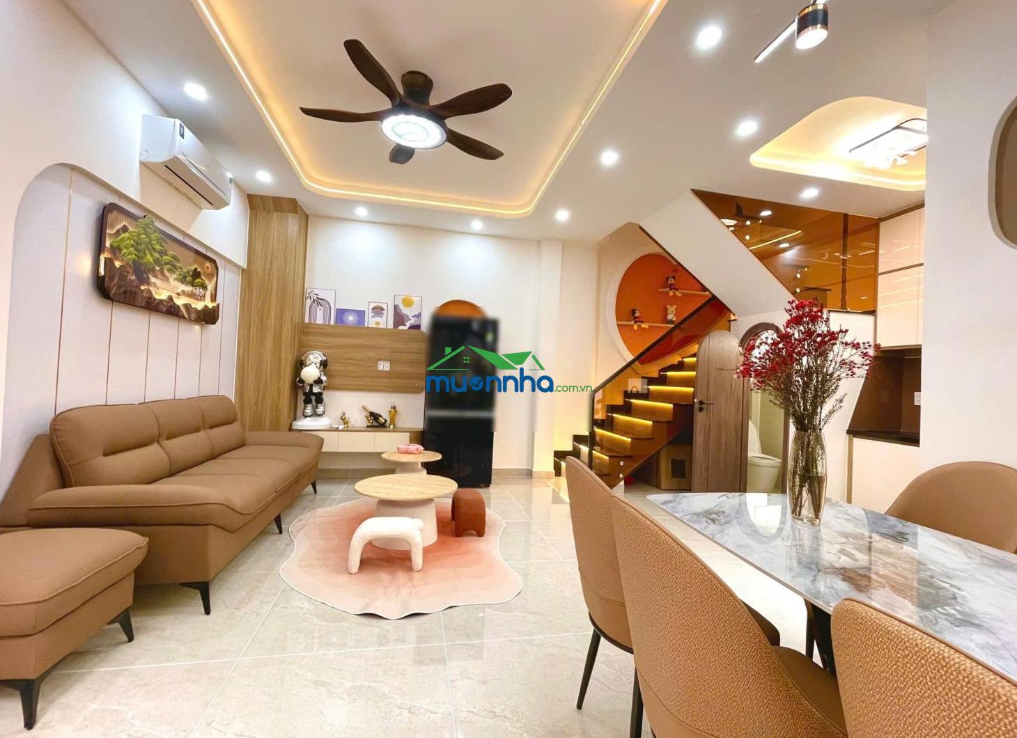 Cần bán gấp nhà hẻm 3m phan văn trị. dt: 6 x 5.6m. xây 4 tầng mới. nở hậu. cách mặt tiền chỉ 20m - 3