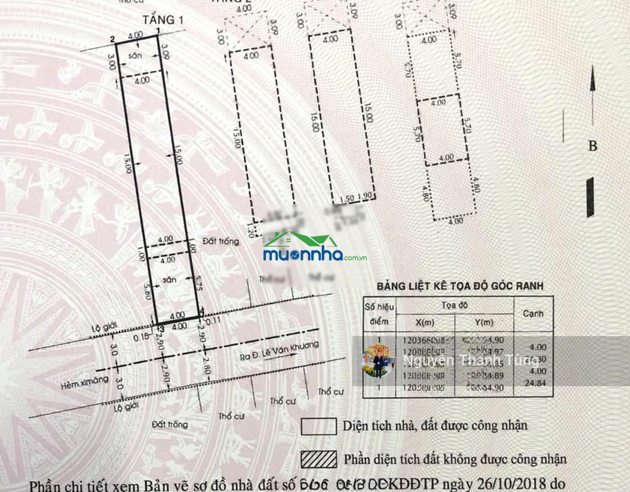 Gấp - nhà 4 tầng hẻm xe hơi 6m 1/ ngắn đường lê văn khương, quận 12, dt 100m2, gần chung cư võ đình
