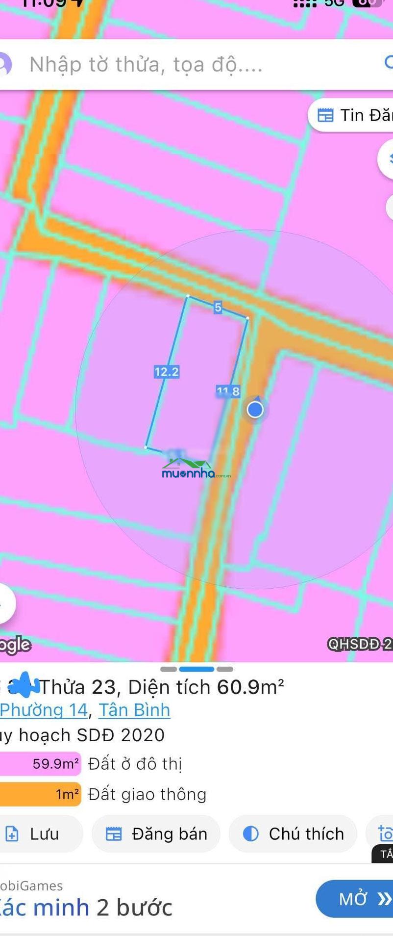 Đường trường chinh, phường 14, tân bình - ngang hơn 5m - sổ vuông a4 - lô góc