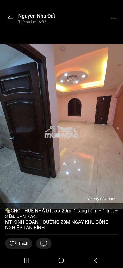 Cho thuê nhà làm chdv 5 x 20m: 1 tầng hầm + 1 trệt + 3 lầu 6pn 7wc - 4