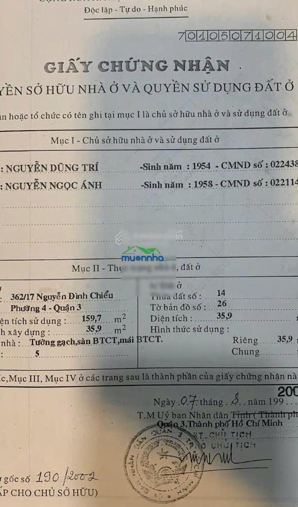 Bán gấp nhà 1 trệt 3 lầu + sân thượng số 362/17 đường nguyễn đình chiểu - p4 - q3 - 2