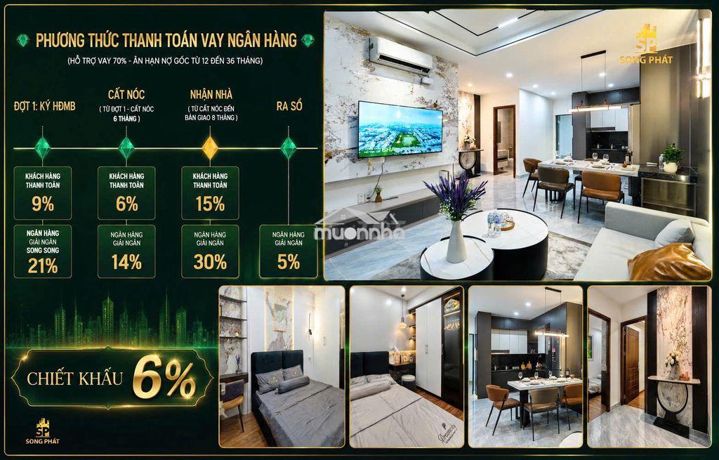 Chỉ tt 265tr sở hữu 2pn ban công green town solena - giá cđt - ck 12% - 2