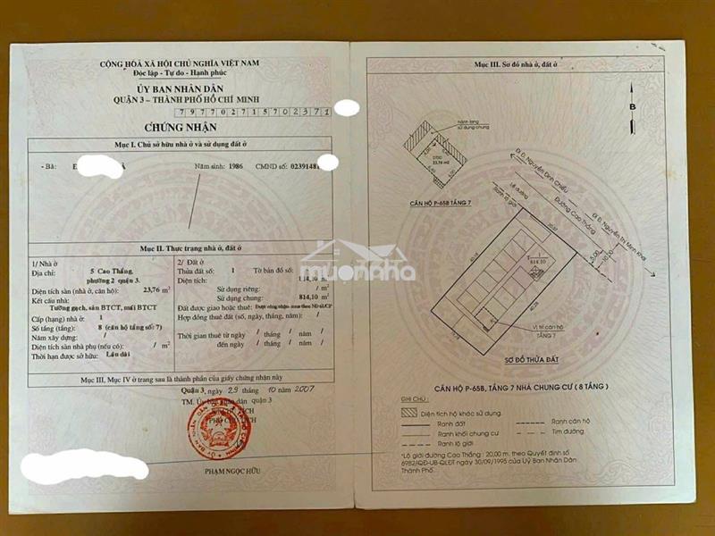 Chính chủ chuyển nhượng or cho thuê căn hộ số 5 cao thắng- (đã có gcn)