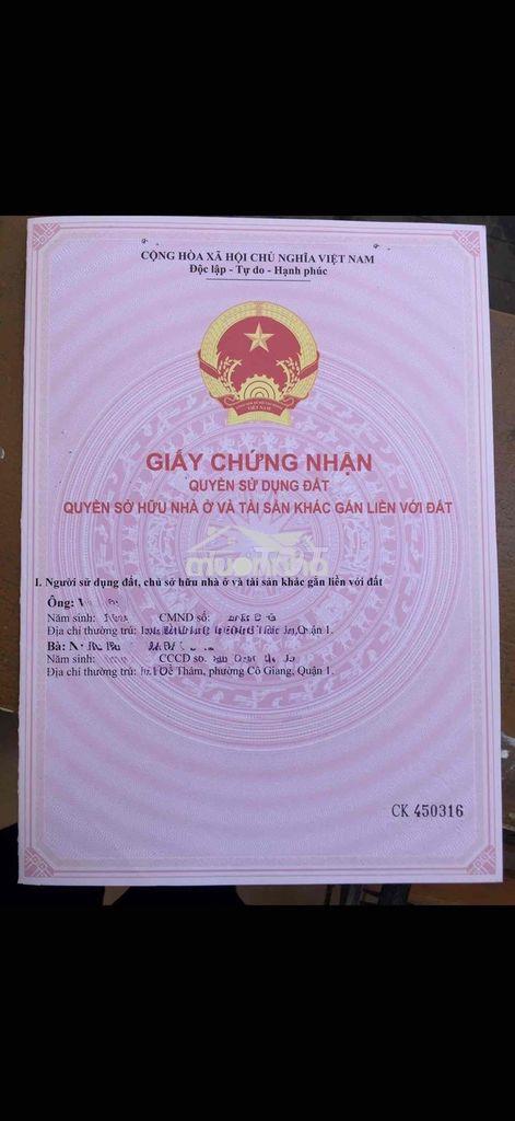 Chính chủ bán nhà tt quận 1 , nhà 4 tầng thoáng trước sau
