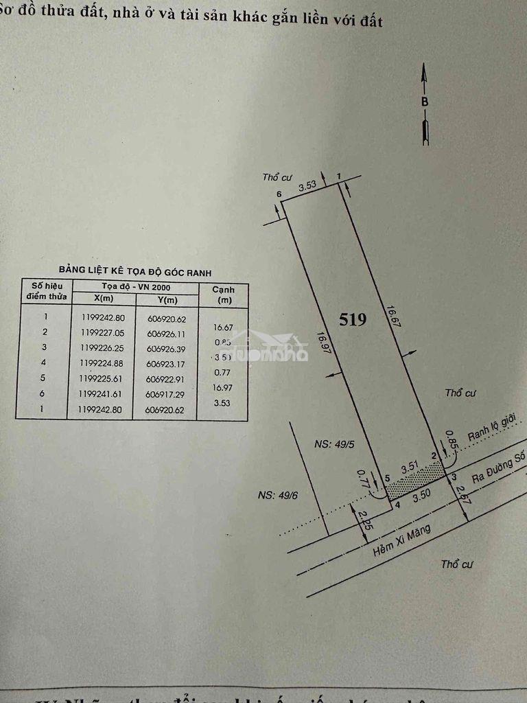 Bán gấp lô đất đường 35 hiệp bình chánh, nay chợ dt 60m2 giá 3,45 tỷ - 3