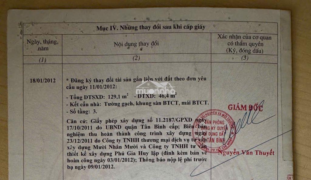 Gửi môi giới hh 100tr, 1006/1 âu cơ, tân bình 8.95 tỷ, 3 tầng. - 2