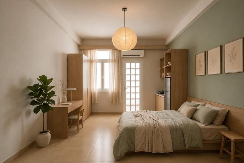 Cho thuê studio đinh bộ lĩnh – ban công – gần đh ngoại thương 500m