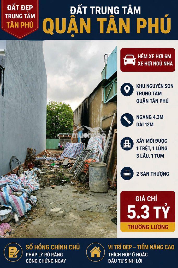 Đất hẻm xe hơi nguyễn sơn dt: 4.3 x 12.5m2 gpxd 4 tầng st nhỉn 5 tỷ tl - 2