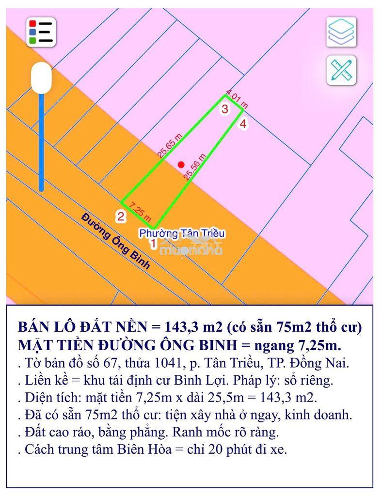 Mặt tiền ông bình - bình lợi 144m2 giá 1,6 tỷ sổ sẵn có thổ cư 75m2 - 2