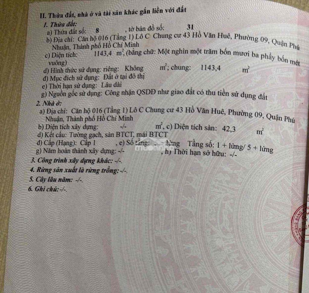 🏠 Chính chủ bán căn hộ tầng trệt – chung cư 43 hồ văn huê - 2