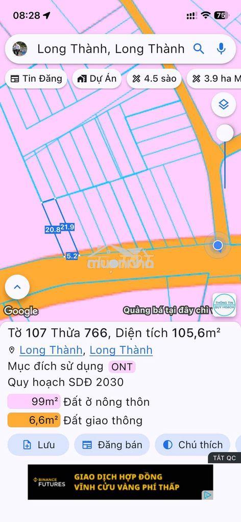 Đất phường long thành cách chợ 1km, vừa ở vừa kinh doanh thích hợp an