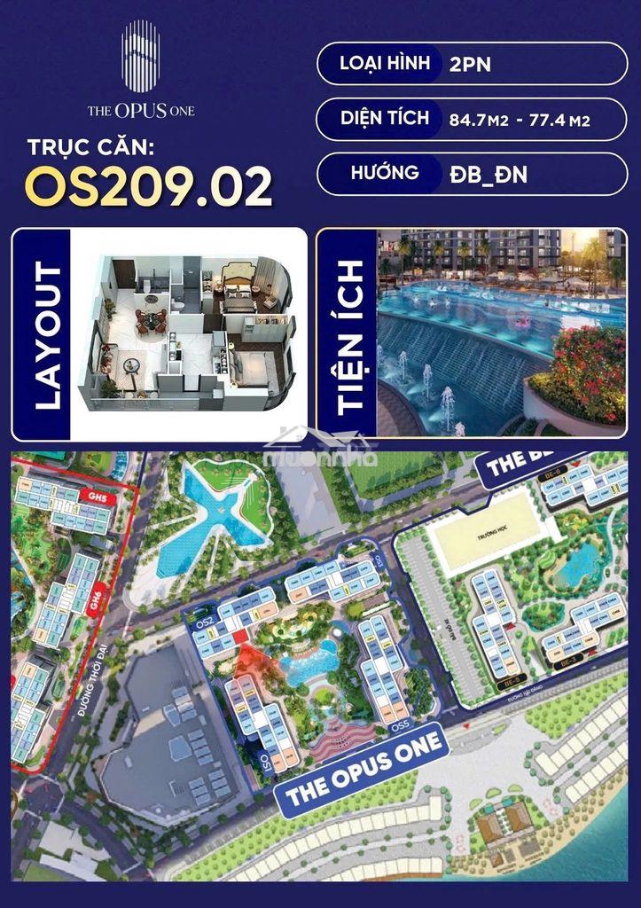 Căn hộ cao cấp opus one 2pn+ view bể bơi vô cực, cv 36ha 7,83 tỷ allin - 2