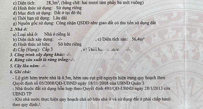 Góc trệt-lầu cũ hiếm q3! 4.8x6.1m , hẻm thoáng xây-nâng cao tầng 5,2t - 3
