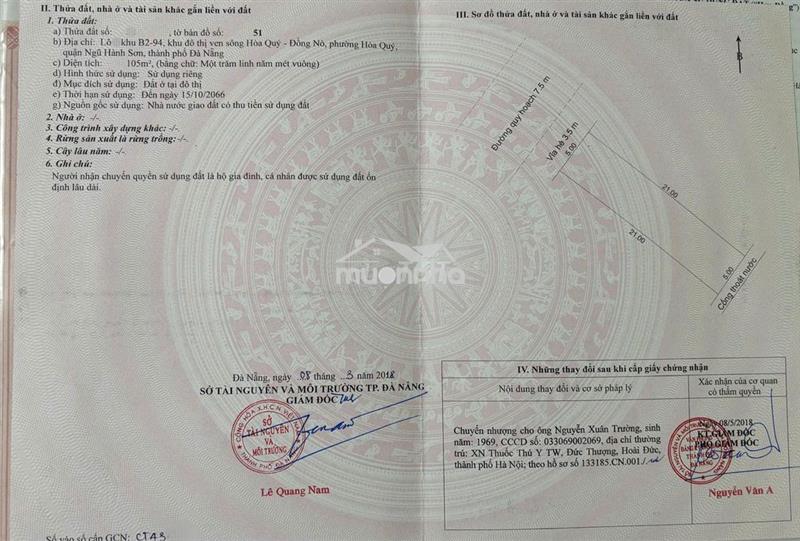 Chính chủ bán đất đường 7m5 hói kiểng 31 khu nam hòa xuân giá 4 tỷ