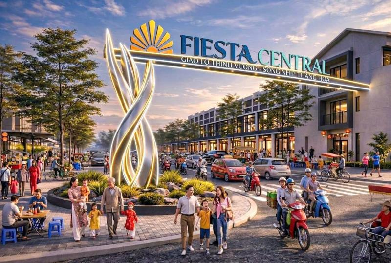 Fiesta central bình dương - nhà phố 2 mặt tiền đại lộ lê lợi tp mới bình dương