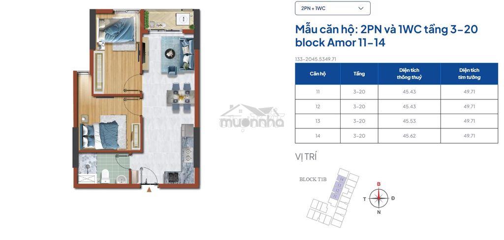 Cần bán căn hộ 2pn 49m² giá chỉ 1,45 tỷ - pkd chủ đầu tư - Ảnh 2