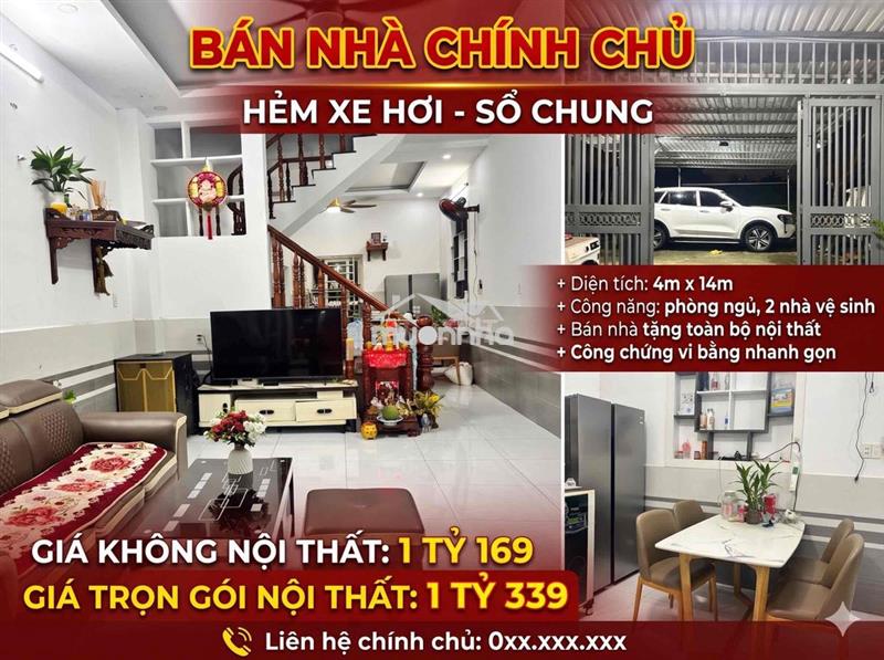 🔥 Chính chủ cần bán gấp – nhà đẹp hẻm ô tô đỗ cổng – giá từ 1tỷ169