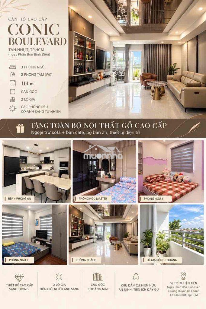 Chính chủ bán căn hộ 114m2 - 3pn tại chung cư conic boulevard